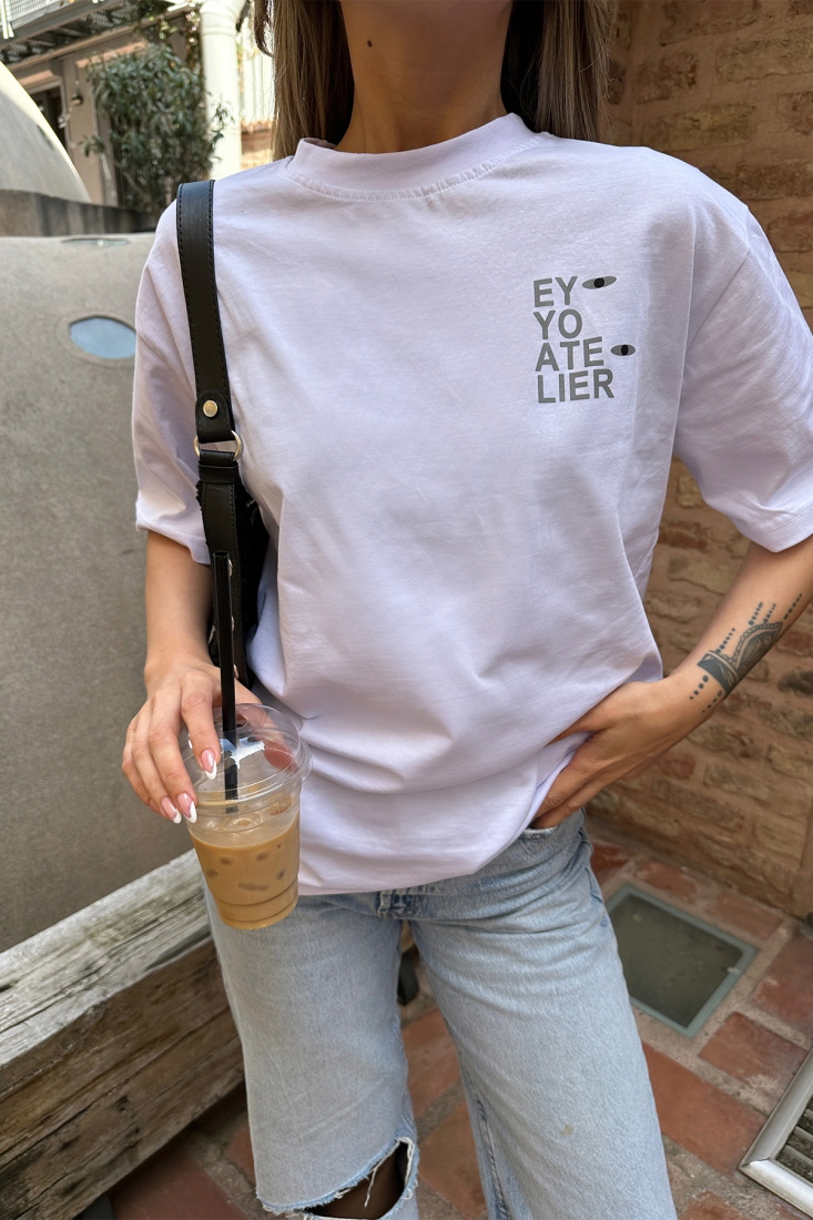 White Oversize Printed Tshirt ATE6066 - EYYO