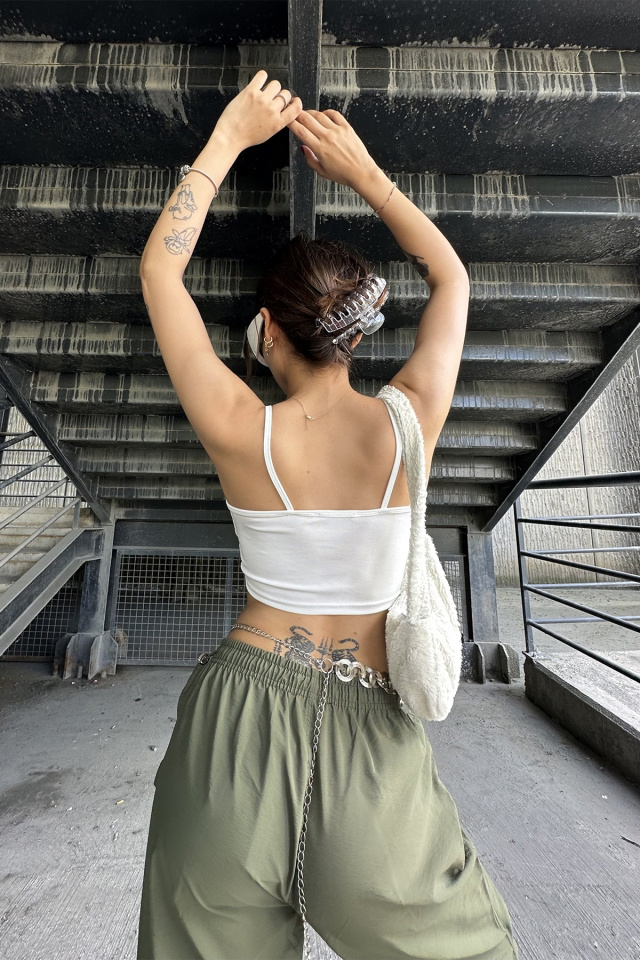 White Ring Detail Crop Top ATE7159 - 5