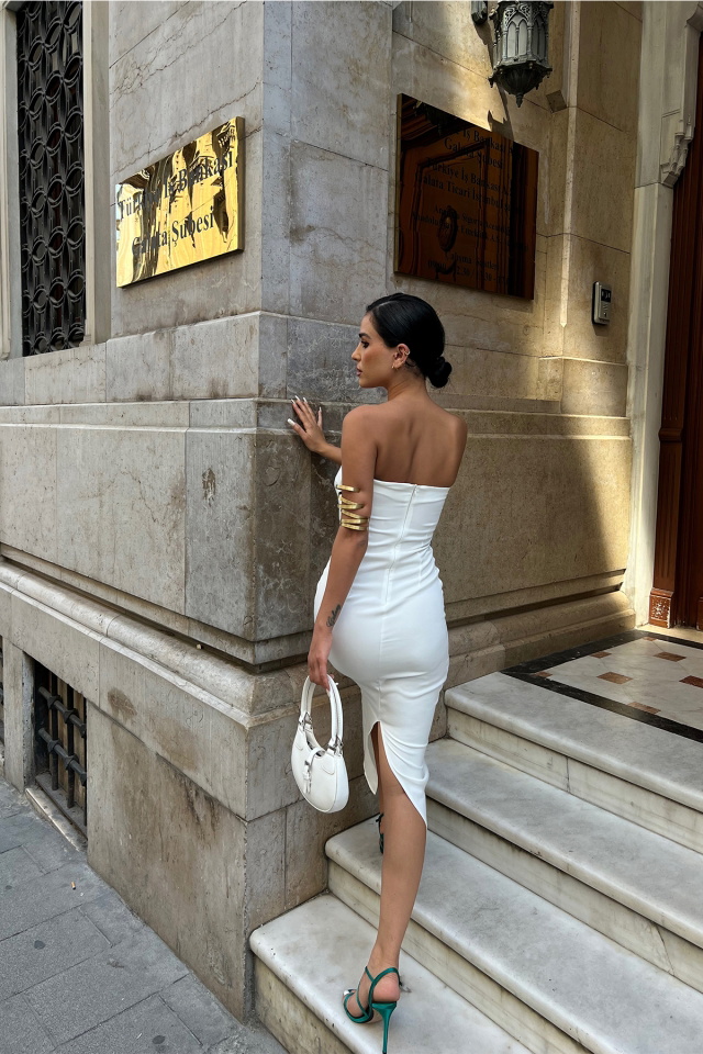 White Strapless Long Dress ATE7172 - 5