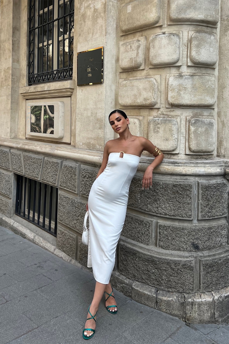 White Strapless Long Dress ATE7172 - EYYO