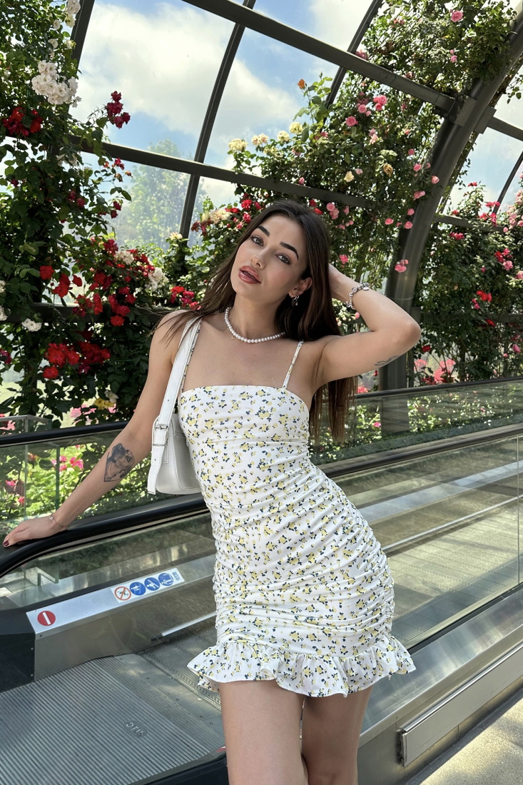 White Strapped Basic Mini Dress ATE7143 - EYYO