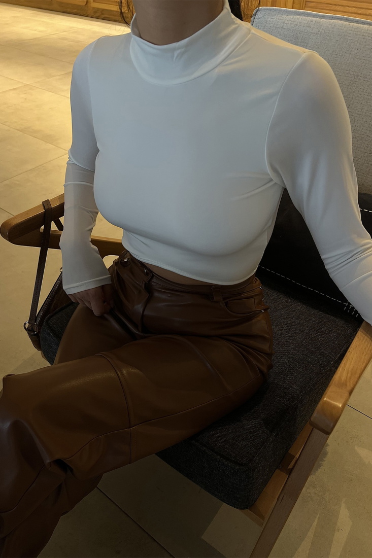White Turtleneck Crop Top ATE2999 - EYYO