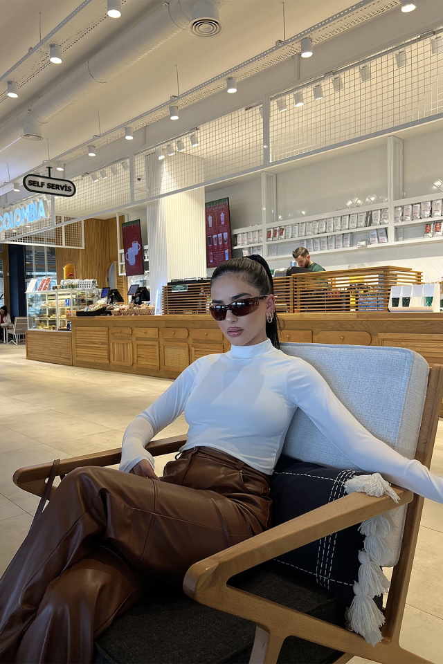 White Turtleneck Crop Top ATE2999 - 4