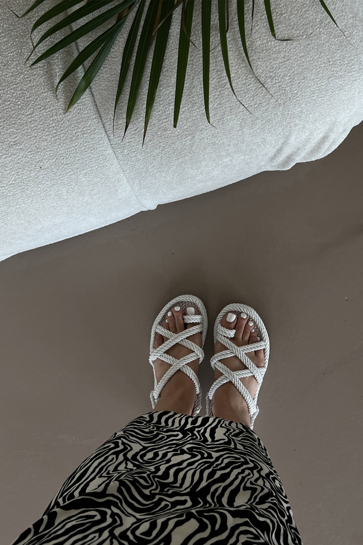 White Wicker Sandals ATEL35 - EYYO