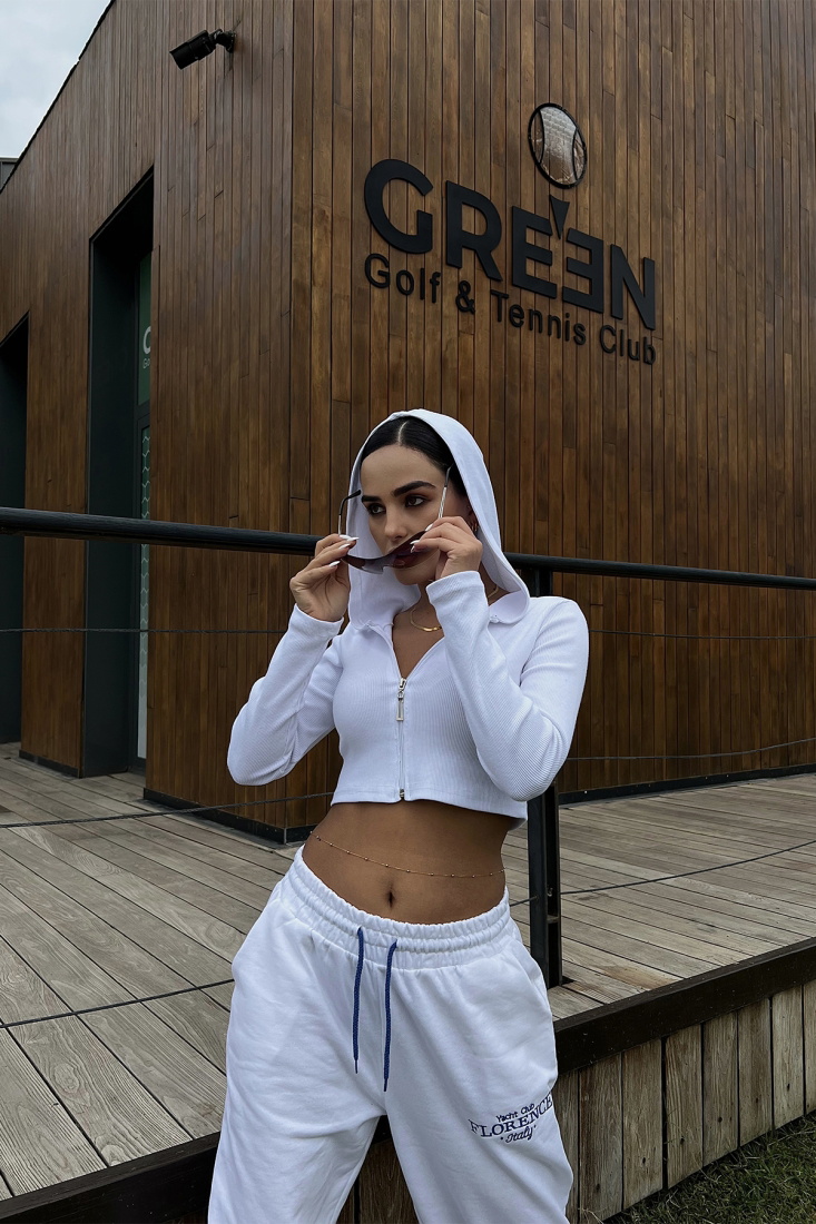 White Zippered Crop Top ATE2107 - gecce