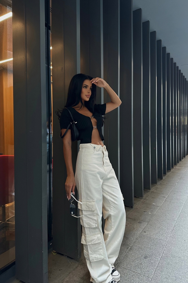 White Cargo Pants ATE11123 - 3