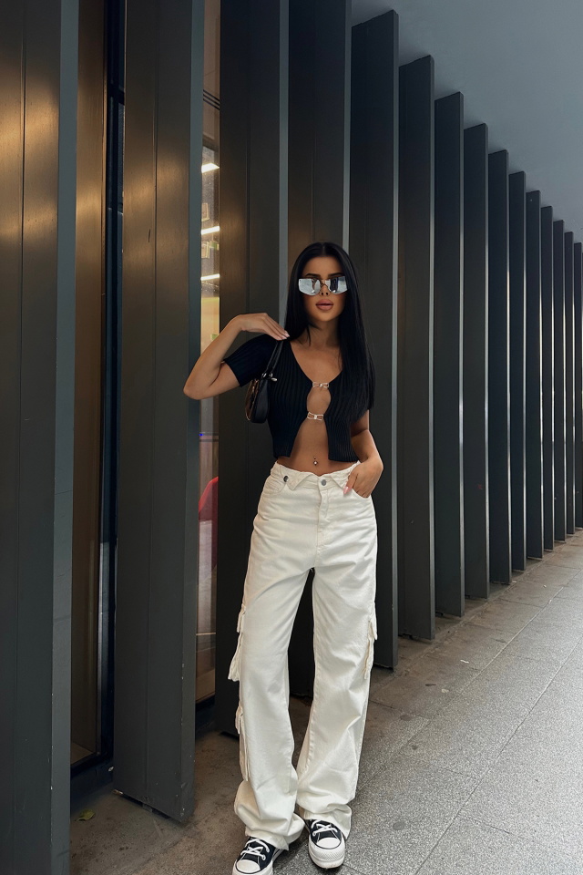 White Cargo Pants ATE11123 - 1