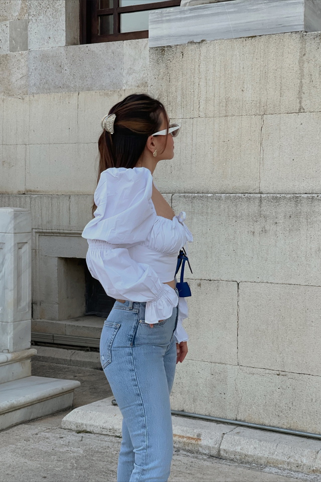 White Poplin Crop Top ATE1017 - 4