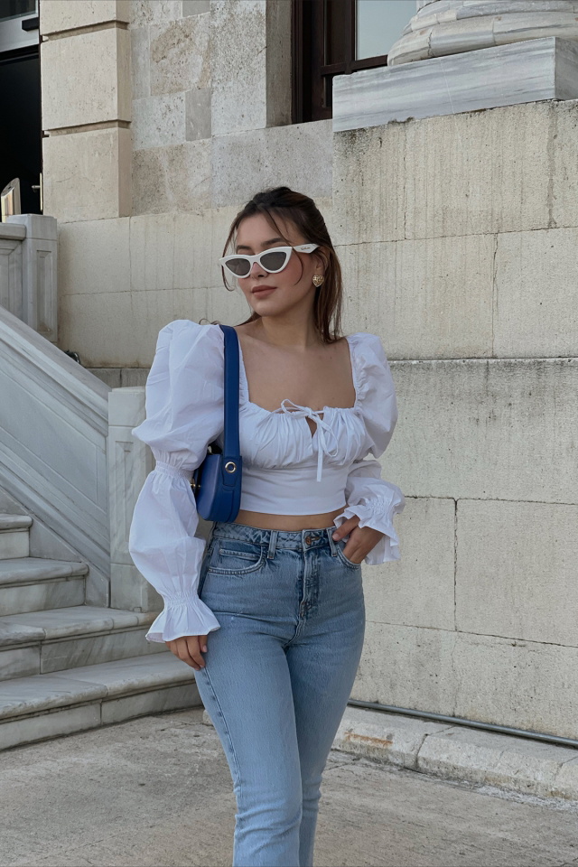 White Poplin Crop Top ATE1017 - 1
