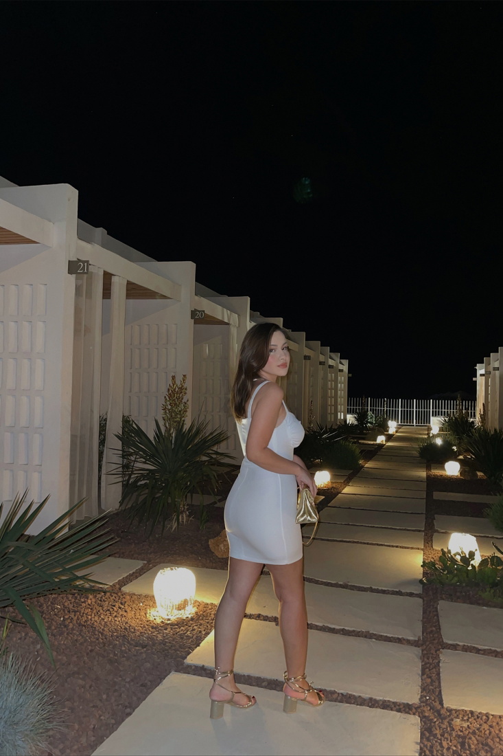 White Strapped Chest Detail Mini Dress ATE1492 - SEVENDAY