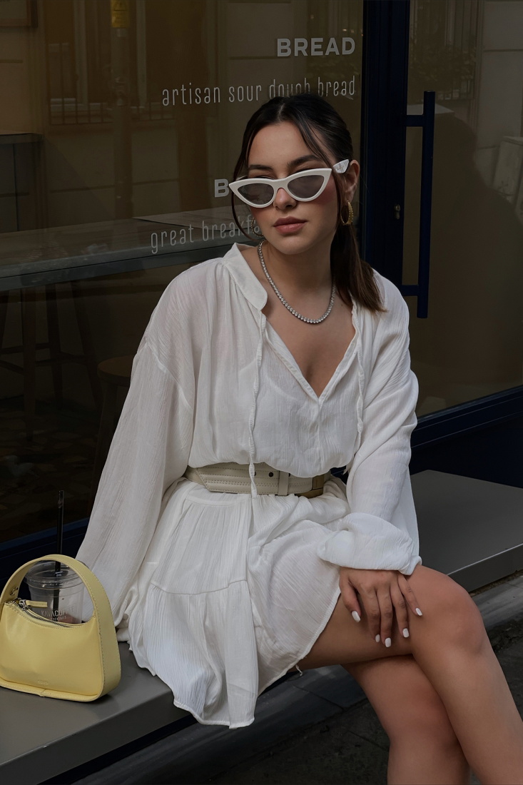 White Zodie Mini Dress ATE1484 - EYYO ATELIER