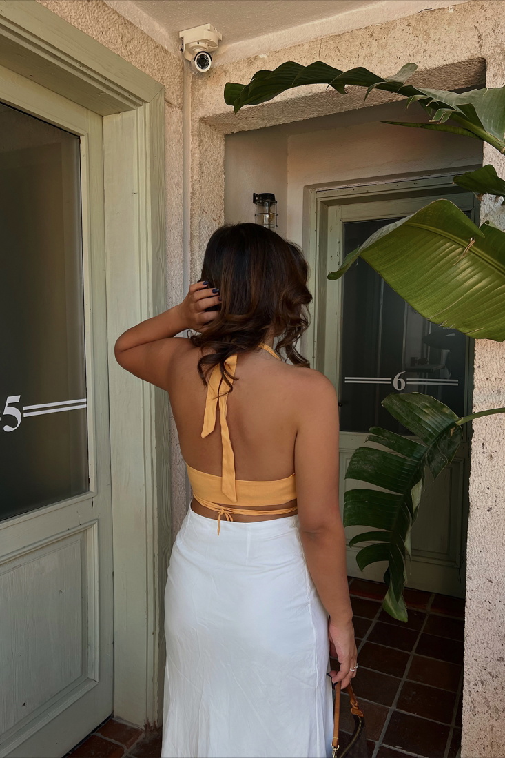 Yellow Ring Detail Crop Top ATE1844 - JOMOFU