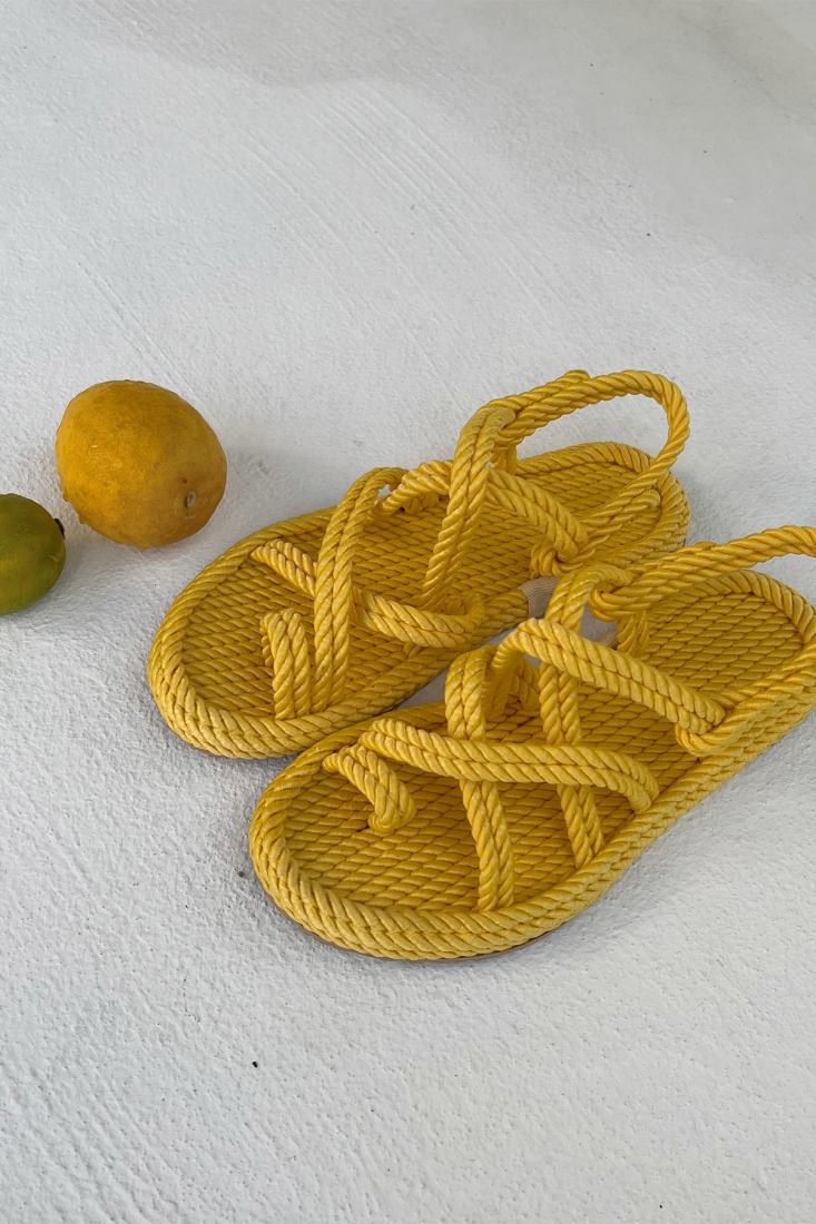 Yellow Wicker Sandals ATE6371 - EYYO