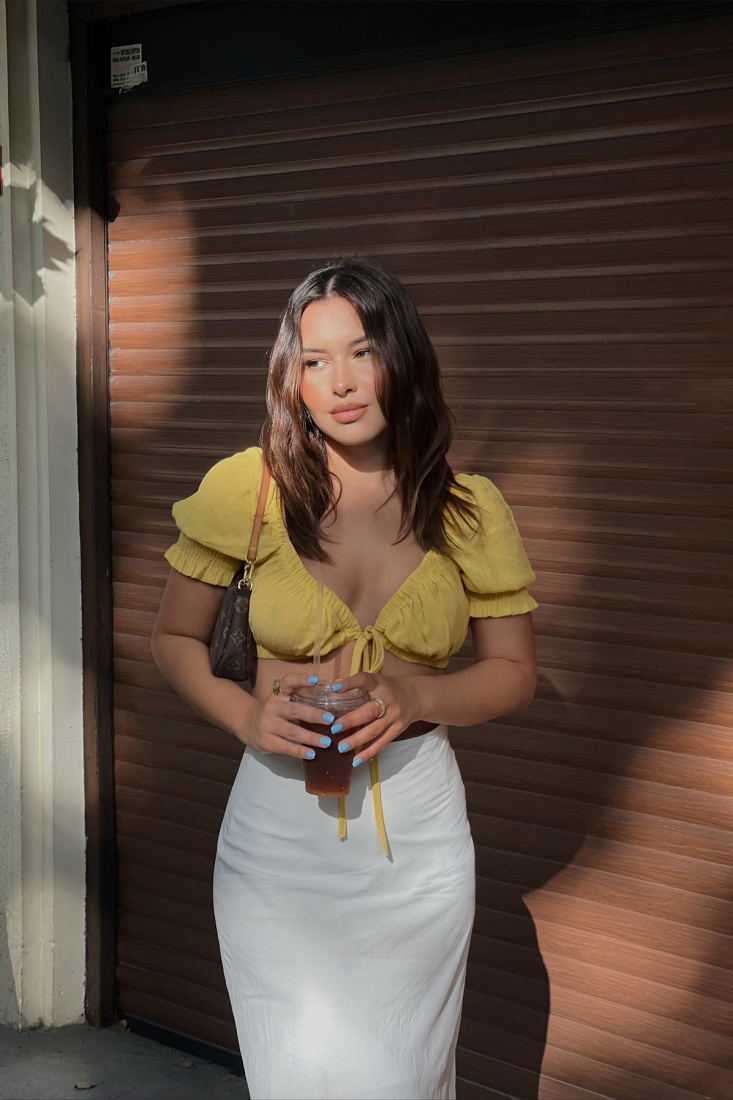 Yellow Special Design Crop Top ATE1584 - EYYO ATELIER