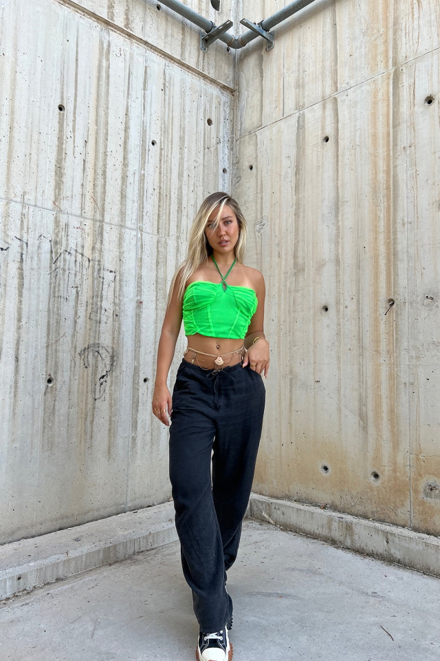 Yeşil Askılı Crop Top ATE1707 -