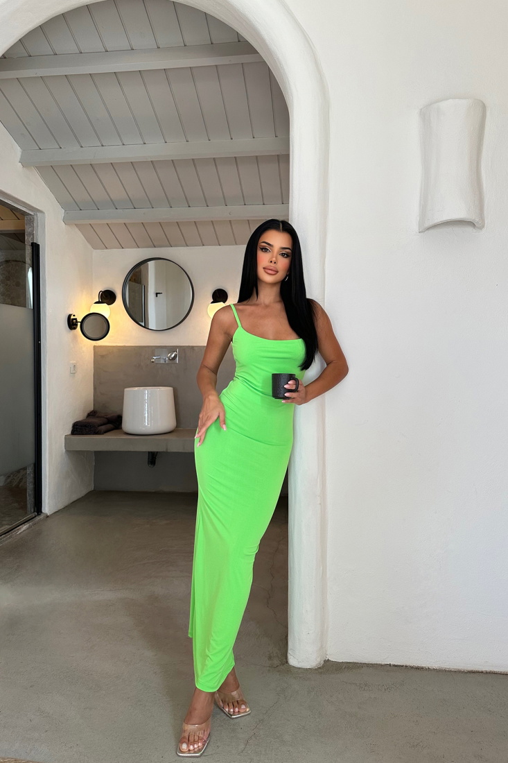 Yeşil Askılı Uzun Elbise ATE8241 - EYYO