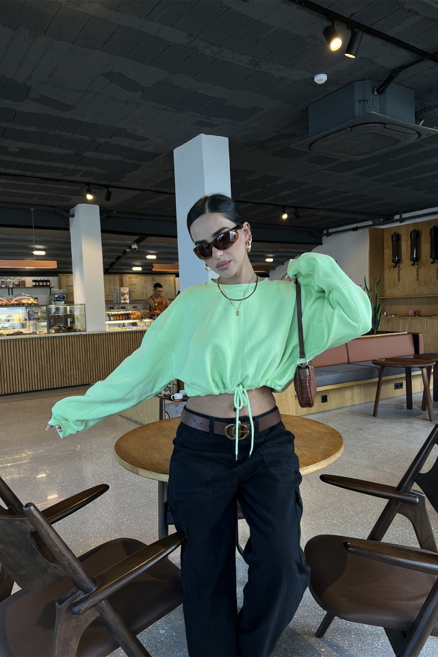 Yeşil Bağlamalı Crop Top ATE2423