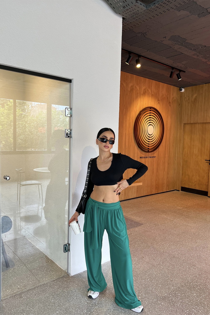 Yeşil Bağlamalı Pantolon ATE4336 - EYYO