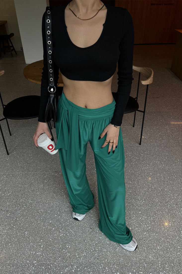 Yeşil Bağlamalı Pantolon ATE4336 - EYYO