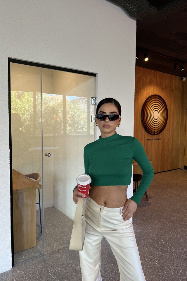 Yeşil Basic Crop Top ATE3237 - 1