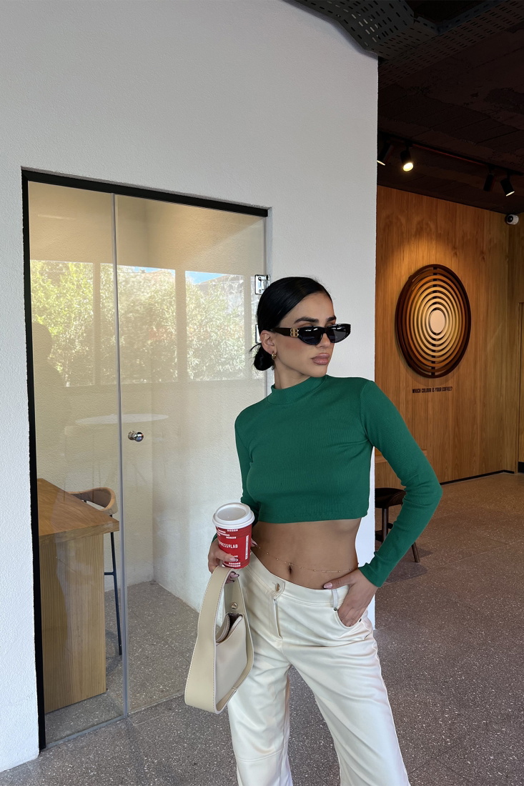 Yeşil Basic Crop Top ATE3237 - EYYO