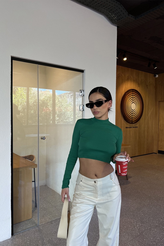 Yeşil Basic Crop Top ATE3237 - 4