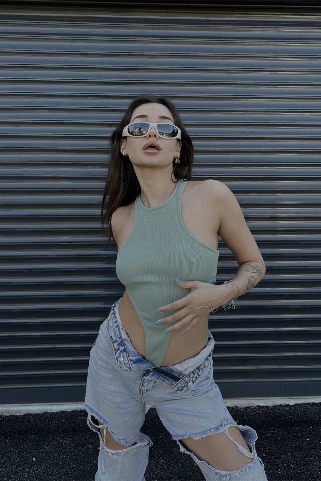 Yeşil Basic Bodysuit ATE4936 - 5