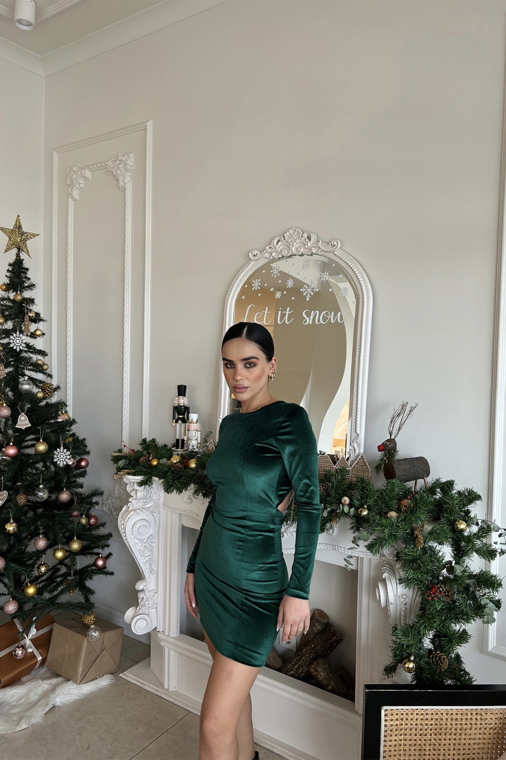 Yeşil Sırt Detay Pencereli Elbise ATE2878 - EYYO