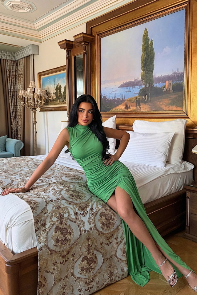 Yeşil Zinnia Mini Elbise ATE-2567 - 2