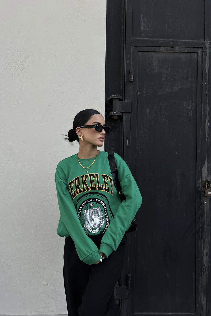 Yeşil Berkeley Baskılı Sweat ATE2354 - EYYO