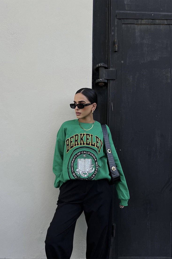 Yeşil Berkeley Baskılı Sweat ATE2354 - EYYO