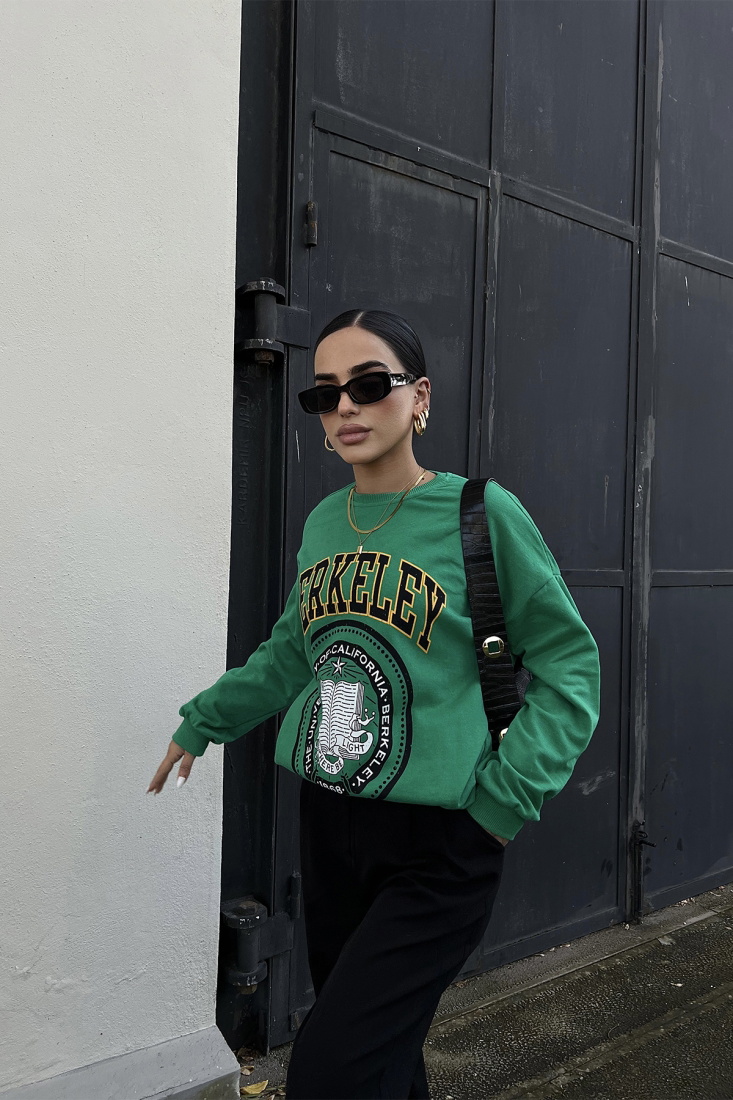 Yeşil Berkeley Baskılı Sweat ATE2354 - EYYO