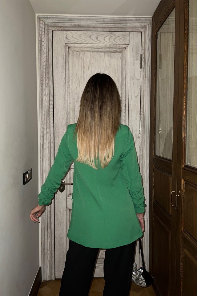 Yeşil Blazer Kruvaze Yaka Ceket ATE4274 - 5