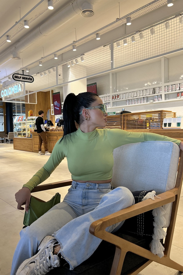 Yeşil Boğazlı Crop Top ATE3001 - 4