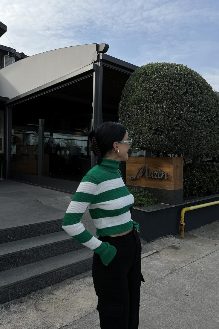 Yeşil Boğazlı Triko Kazak ATE2809 - EYYO