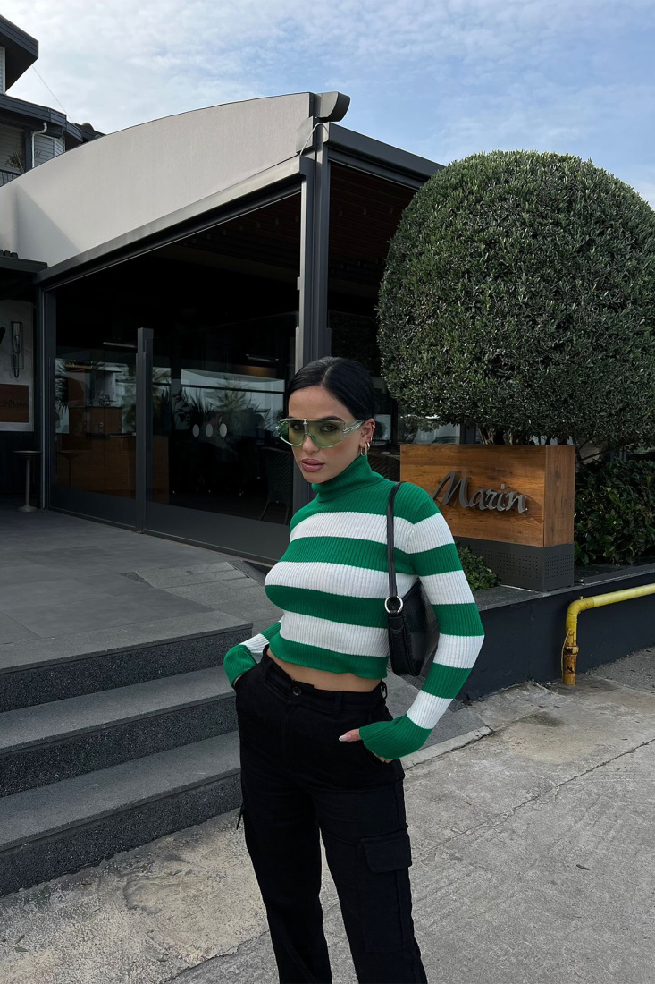 Yeşil Boğazlı Triko Kazak ATE2809 - EYYO