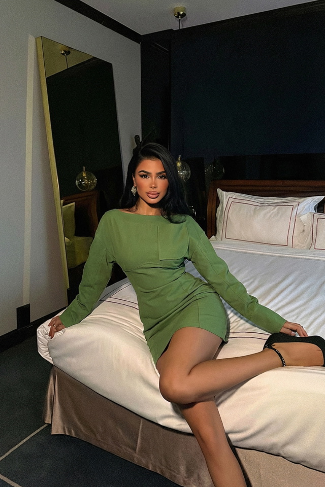 Yeşil Micah Mini Elbise ATE-2057 - 2