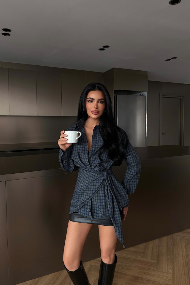 Yeşil Çizgili Ekose Gömlek ATE-4946 - 1