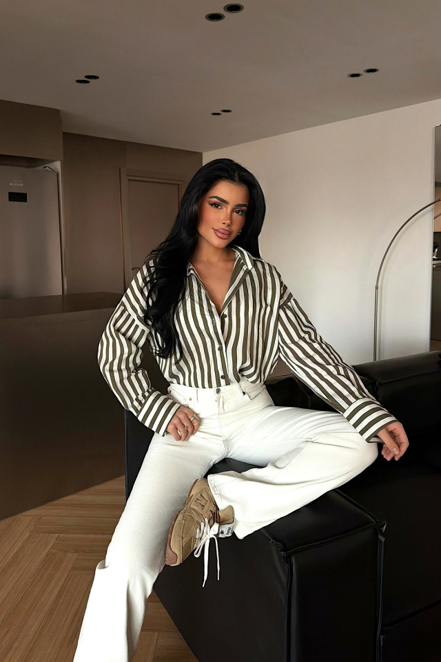 Yeşil Odyssey çizgili gömlek ATE-2117 - 1