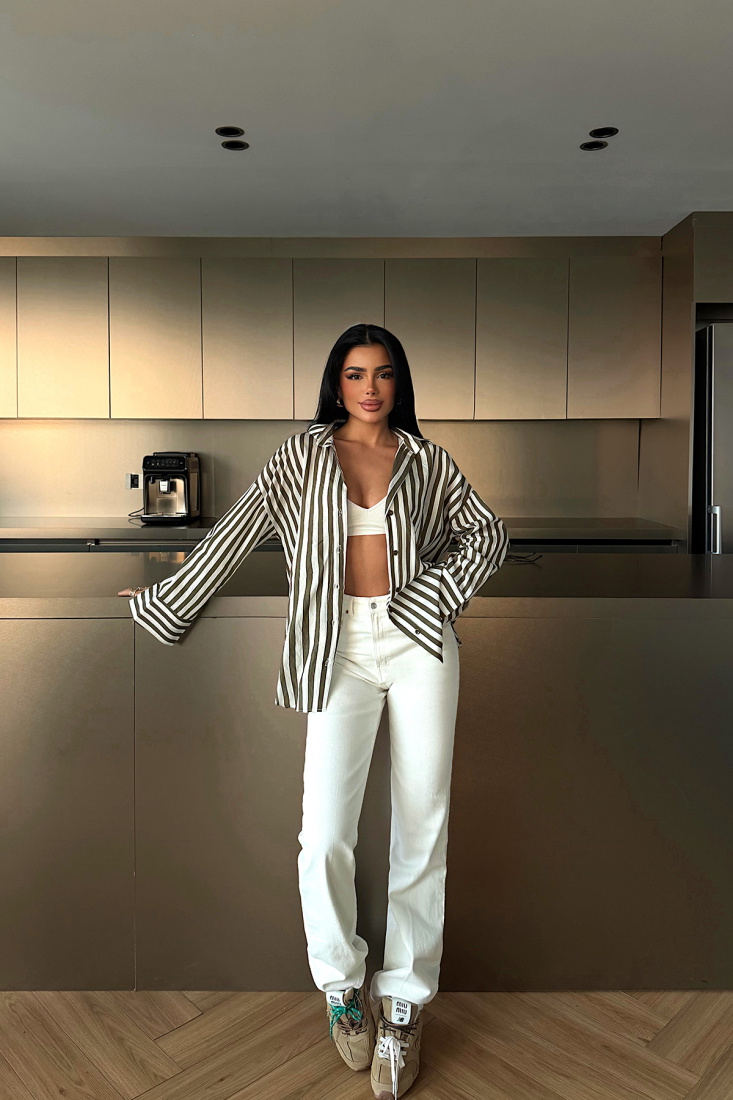 Yeşil Odyssey çizgili gömlek ATE-2117 - EYYO