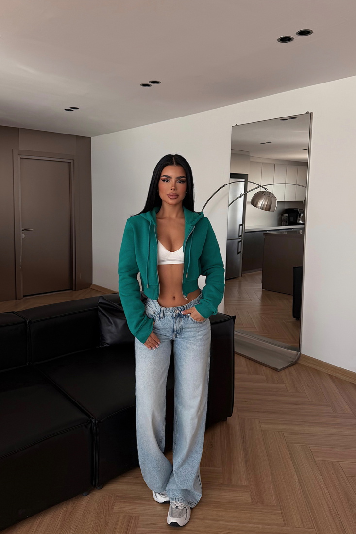 Yeşil Caiden Crop Hırka ATE-4860 - EYYO