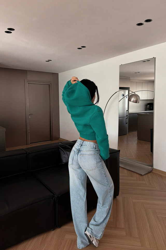 Yeşil Caiden Crop Hırka ATE-4860 - 4