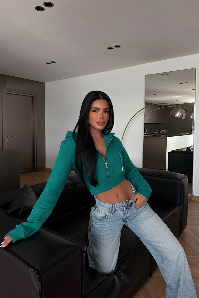 Yeşil Caiden Crop Hırka ATE-4860 - 2