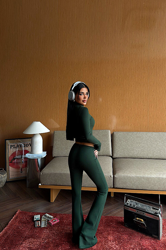 Yeşil Fermuar Detay 3 Lü Takım ATE-5358 - 5