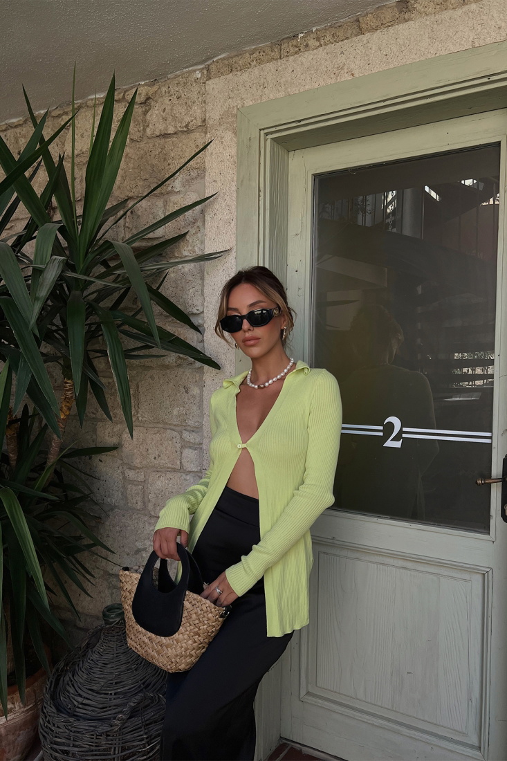 Yeşil Gömlek Yaka Hırka ATE1871 - THE END CAKE