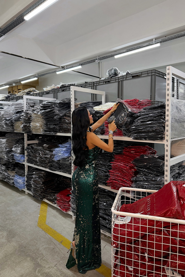 Yeşil Coquille Payetli Uzun Elbise ATE-4663 - 5