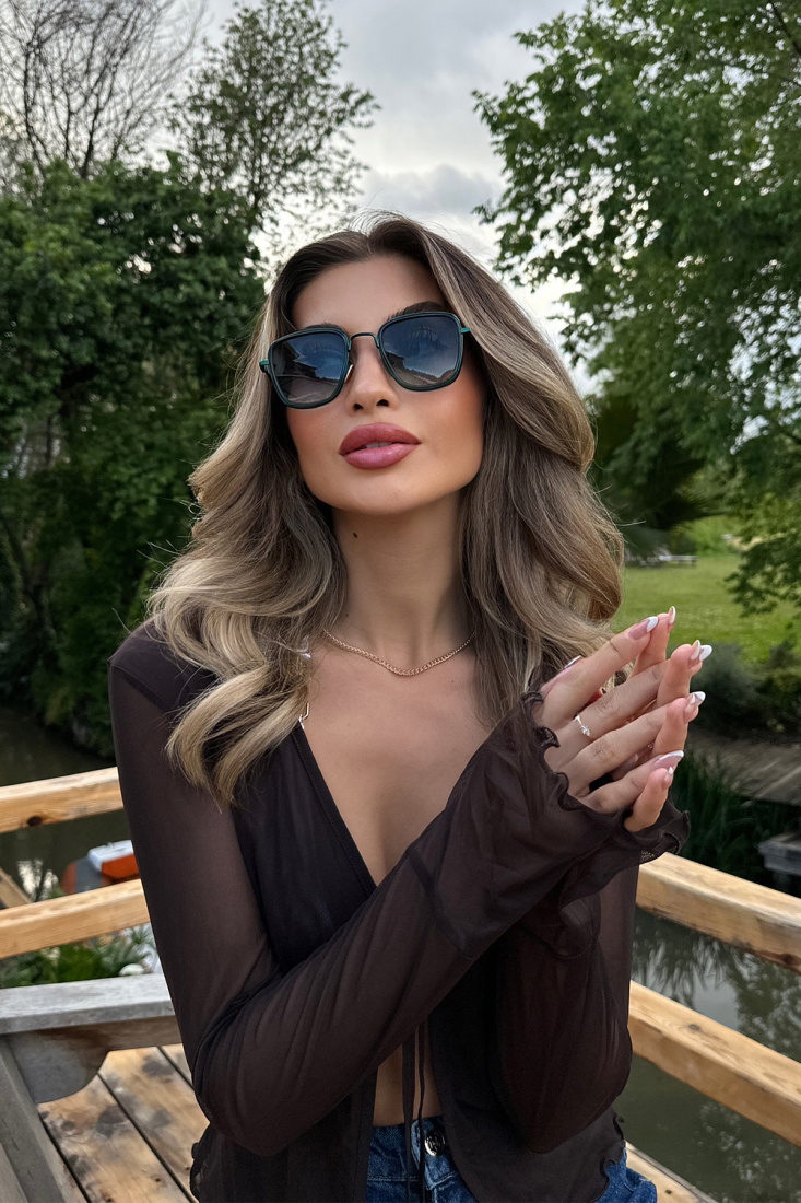 Yeşil İnce Çerçeveli Gözlük ATE6451 - EYYO