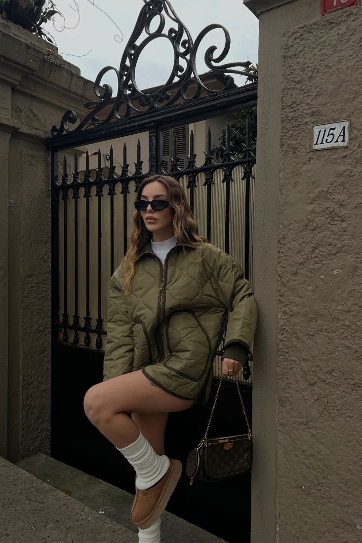 Yeşil Kapitone Mont ATE2985 - EYYO