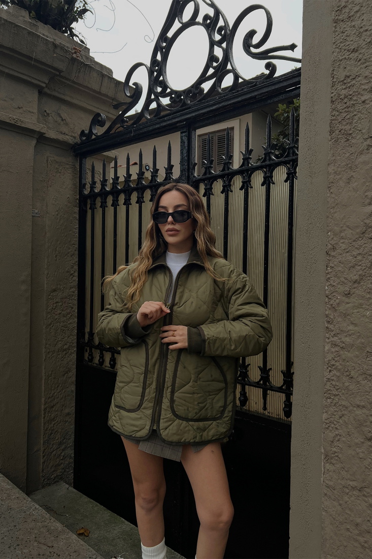 Yeşil Kapitone Mont ATE2985 - EYYO