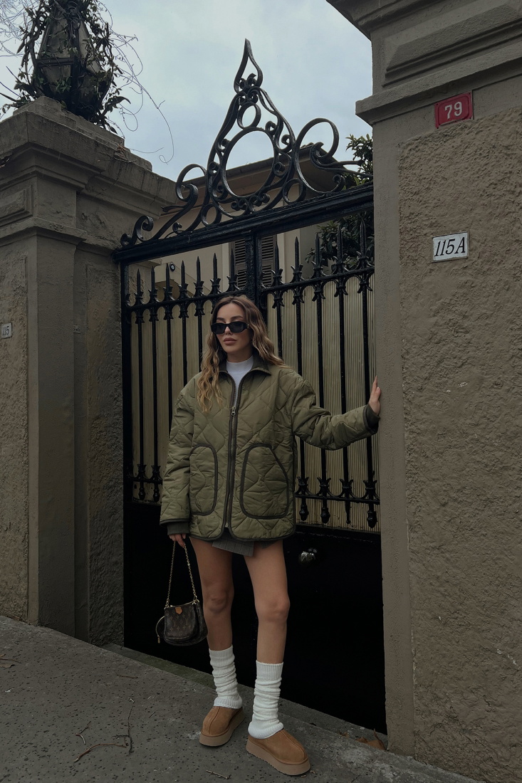 Yeşil Kapitone Mont ATE2985 - EYYO